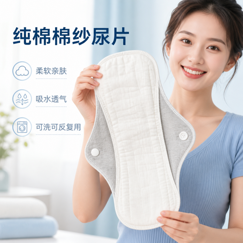 轻薄透气纯棉护垫亲肤吸水例假卫生棉垫例假漏尿护垫棉纱布可水洗