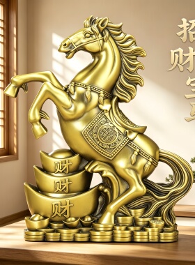 纯铜元宝马生肖马桌面摆件