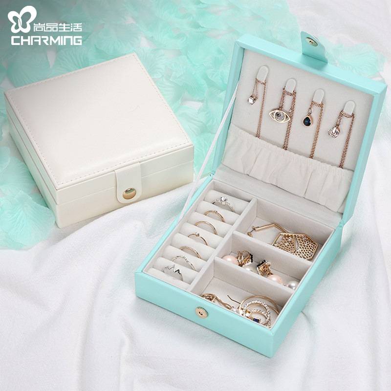 单层PU首饰收纳盒创意便携饰品珠宝盒耳钉耳环戒指小首饰盒礼盒