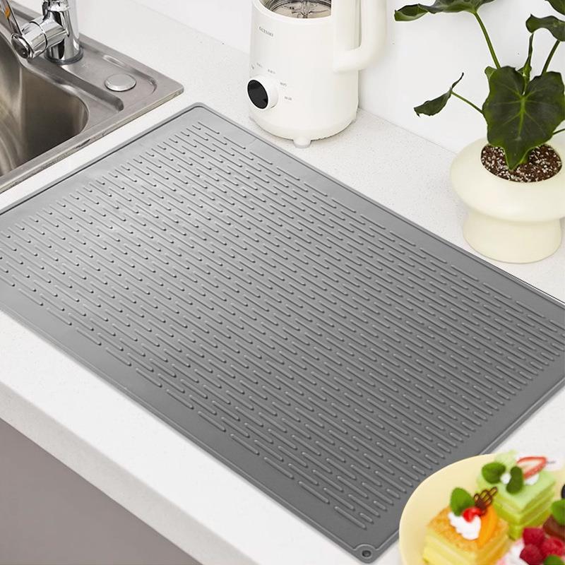 跨境爆款厨房台面硅胶沥水垫 防尘隔热防滑防烫耐磨多功能置物垫