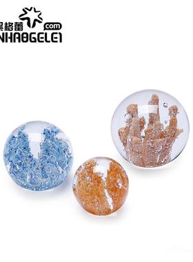 天昊格蕾手工实心创意海洋珊瑚玻璃摆件样板房客厅卧室书架镇纸球