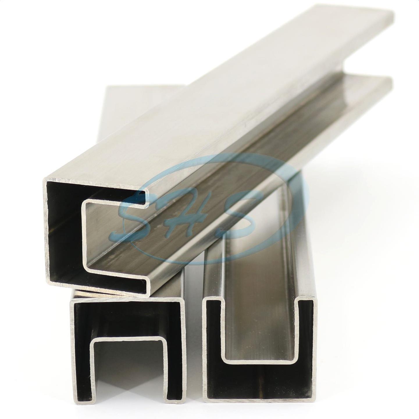 304材质不锈钢方凹槽管 抛光表面 楼梯扶手商场护栏用 可激光切割