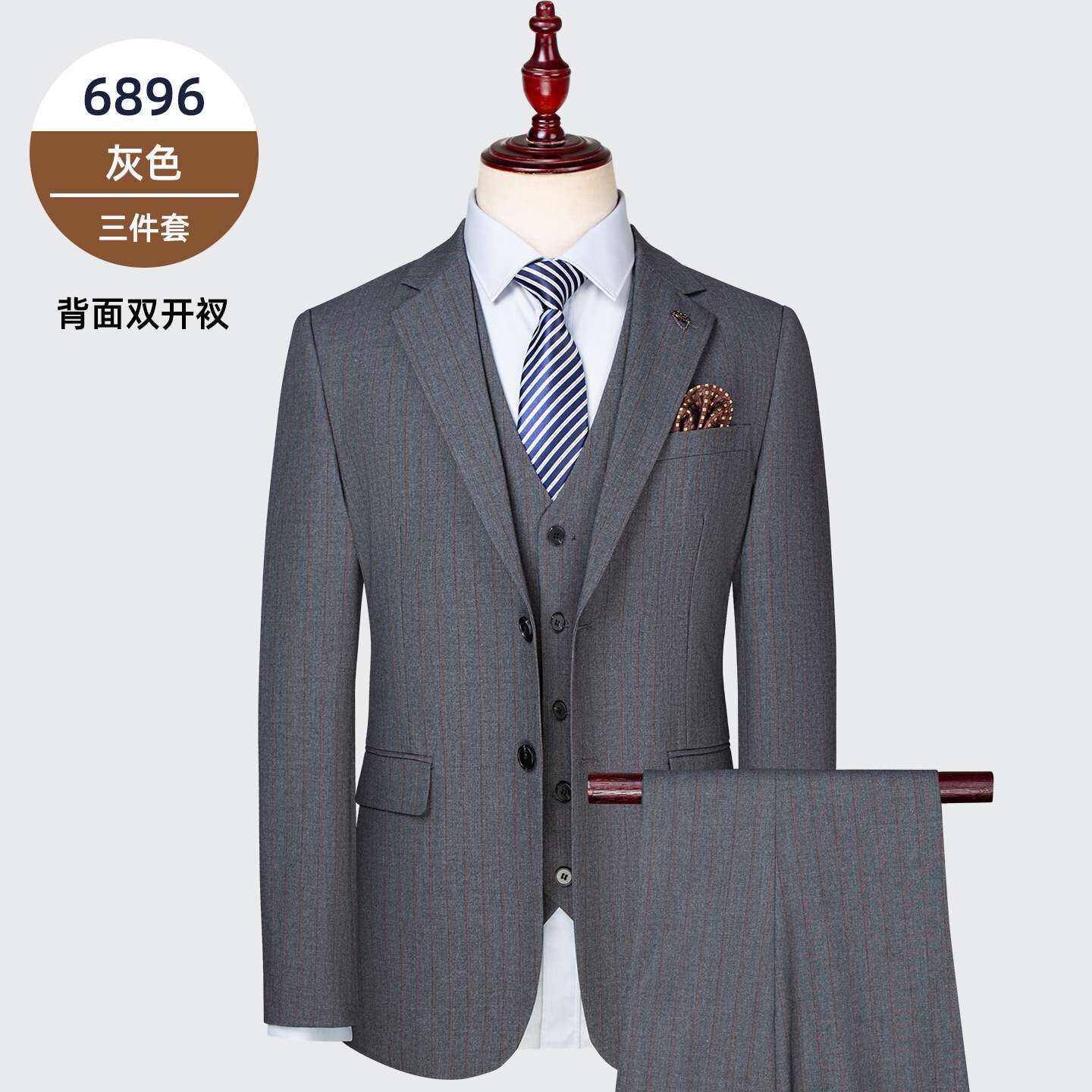 高级感西服套装男韩版修身商务职业正装新郎伴郎结婚礼服休闲西装