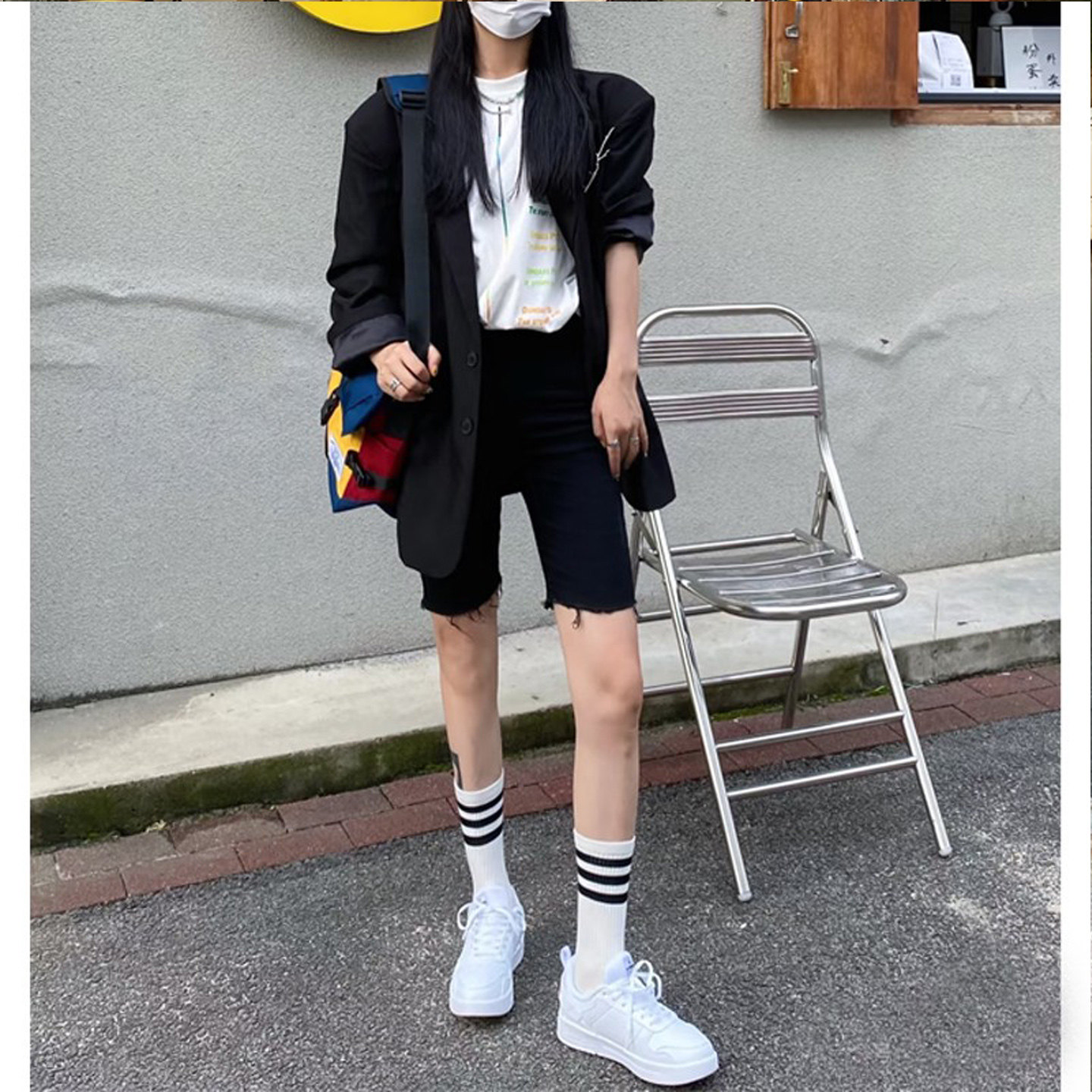 五分牛仔裤女2025夏高腰弹力中裤紧身显瘦百搭黑色5分骑行短裤