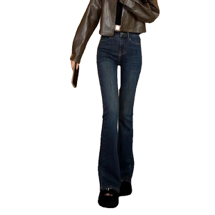 微喇牛仔裤女高腰2025秋冬新款美式复古显瘦马蹄裤弹力加绒喇叭裤