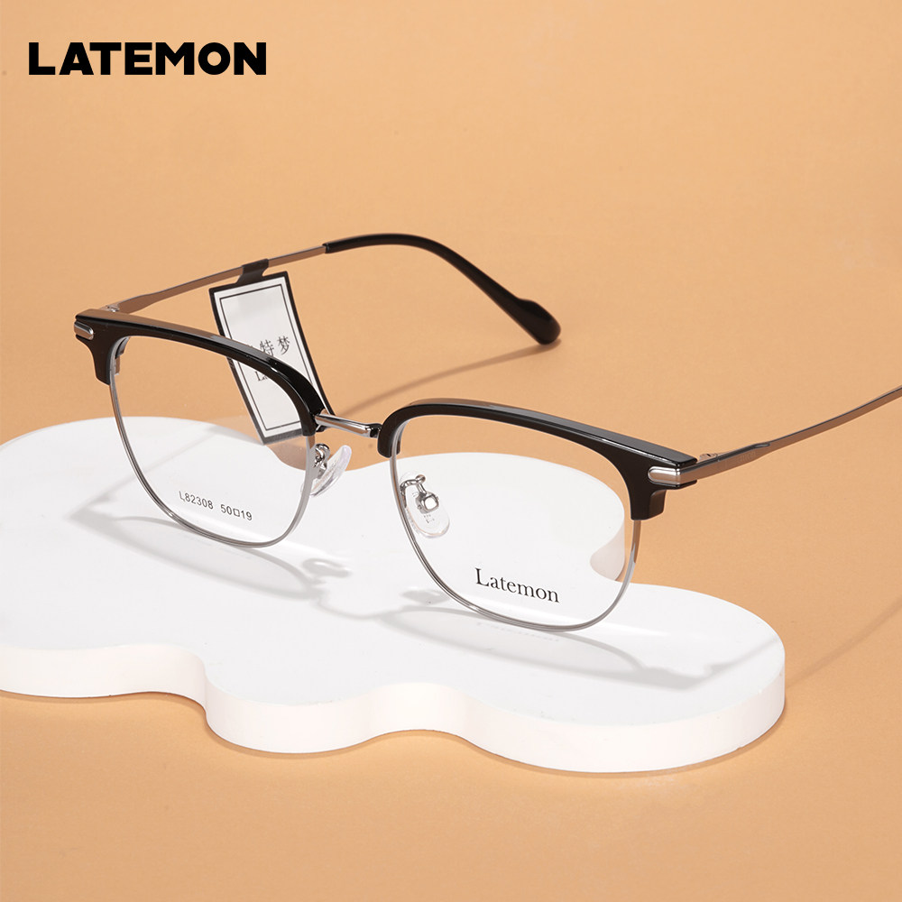 浪特新款梦素颜眉线框女百搭时尚文艺金属近视眼镜架男大脸L82308