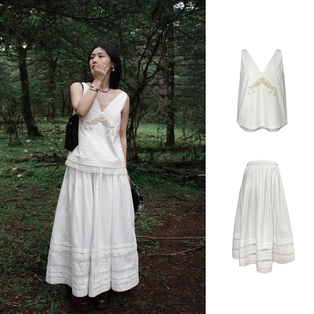 重工半裙欧根纱南油24秋蕾丝钉珠