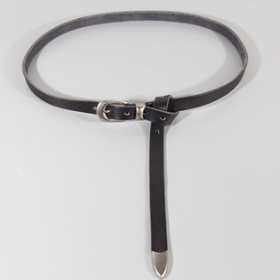 腰带窄软面棕色打结 百搭真皮头层纯牛皮牛仔裤 加长皮带女装 饰细款