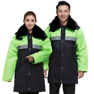 冬季道路铁路男女环卫养护加厚保暖棉服物业保洁员防寒可拆棉大衣