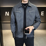 模特2026年春装男士机车皮衣PU皮夹克外套2506P140灰色，男装夹克，电商D227