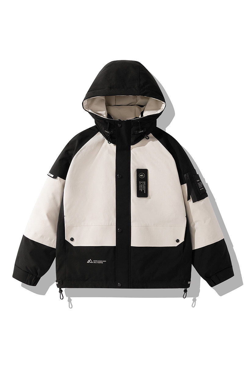 平铺2025标90白鸭绒连帽工装羽绒服986P330黑色,男装羽绒服,电商D227