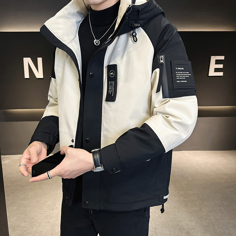 模特店主风2025标90白鸭绒连帽工装羽绒服986P330军绿,男装羽绒服,电商D227