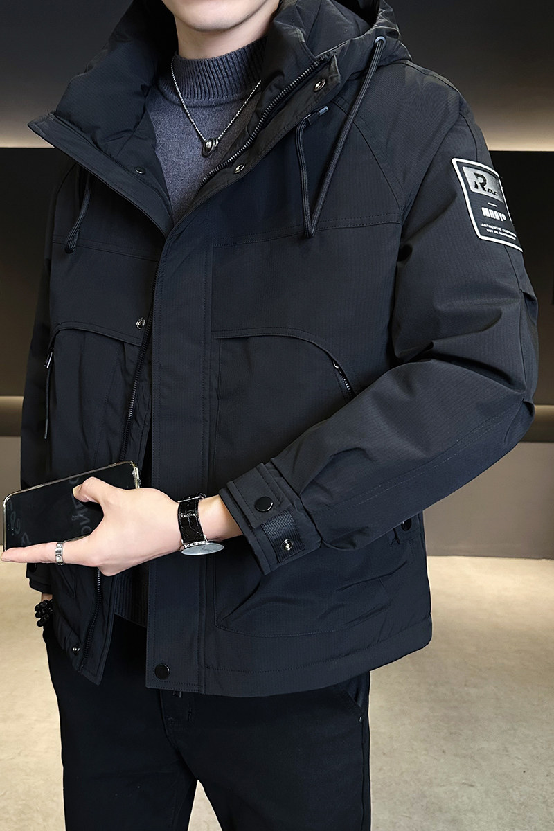 模特2025冬季男士连帽标50绒白鸭绒羽绒服YR5818P220卡其,男装羽绒服,电商D227