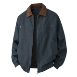 平铺摆拍2025年秋装翻领长袖夹克外套25602P120蓝色，男装夹克，电商D227