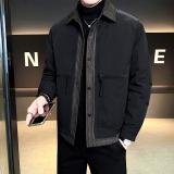 模特 标50绒冬季男士白鸭绒轻薄翻领羽绒服 6071 P190 黑色,男装羽绒服,电商D227,电商基地 模特 标50绒冬季男士白鸭绒轻薄翻领羽绒服 6071 P190 黑色,男装羽绒服,电商D227,电商基地