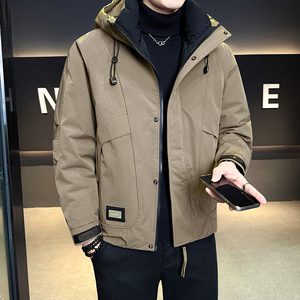 标50绒2025冬季男士连帽白鸭绒羽绒服 YR25602 P215 卡其，男装羽绒服，电商D227
