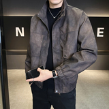 模特2026年春装男士机车皮衣PU皮夹克外套25603P140黑色，男装夹克，电商D227