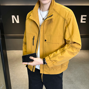 模特 2026春装新款立领夹克衫 2628 P120 黄色 穿到190斤，男装夹克，电商D227
