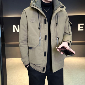 模特 2025冬季男士连帽新标90白鸭绒羽绒服 8060 P320 绿色，男装羽绒服，电商D227