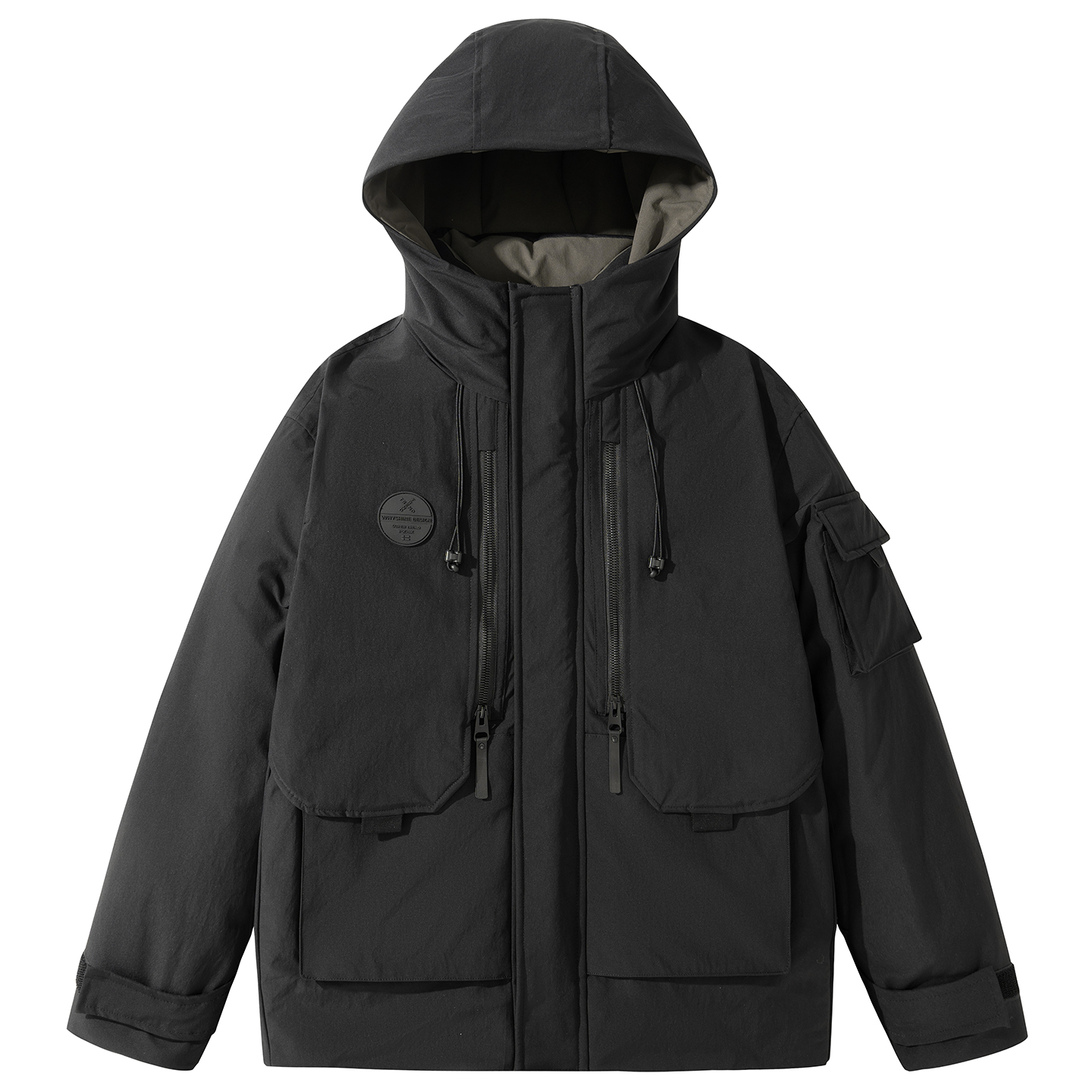 平铺2025冬季男士连帽新标90白鸭绒羽绒服8060P320黑色，男装羽绒服，电商D227