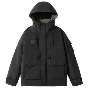 平铺 2025冬季男士连帽新标90白鸭绒羽绒服 8060 P320 黑色，男装羽绒服，电商D227