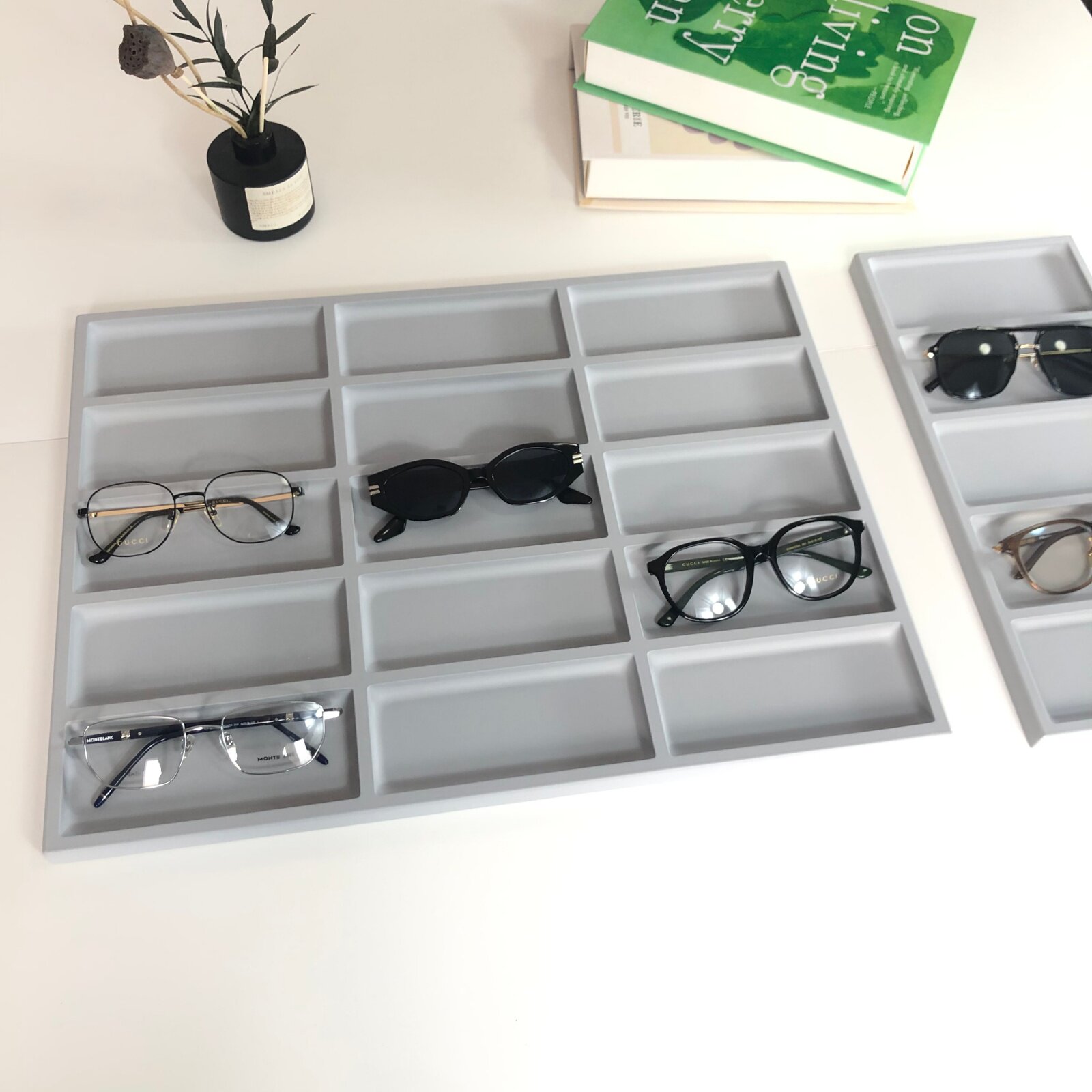 多格眼镜展示架太阳镜收纳盒分格眼镜展示托盘眼镜货架人造板烤漆