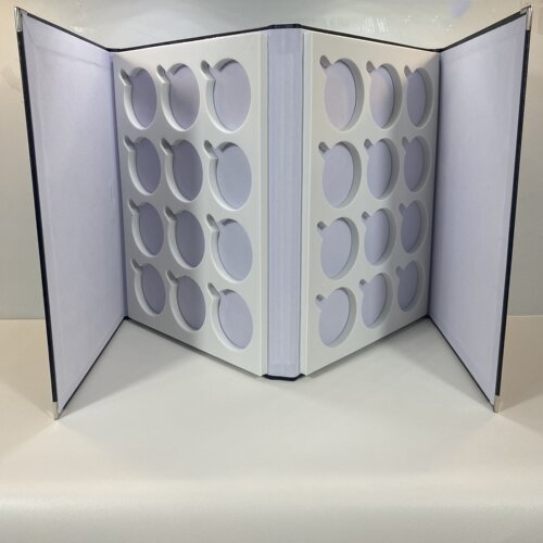 镜片收纳盒镜片展示道具12片24片75直径黑色皮革镜片样品册眼镜店