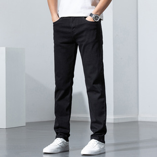 男宽松直筒弹力长裤 新款 休闲裤 秋季 子水洗2022年新款 黑色牛仔裤