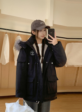 U9966冬季新款派克服短款棉服女宽松情侣户外工装保暖棉衣外套