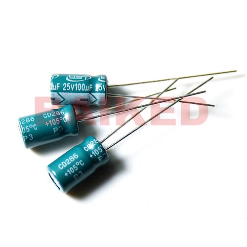 直插电解电容 YST 25V100UF CD286 +105度 6.3*11 墨绿色6.3X11MM