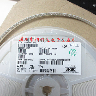 RK73H2BTTD6R80F 6.8R OHM 1% 200PPM 1206 1/4W 汽车级AEC-Q200