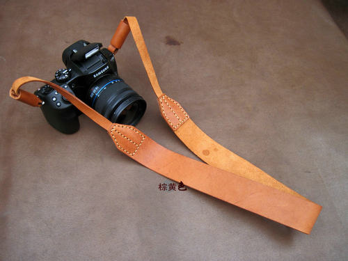 包邮手工头层牛皮复古真皮相机带