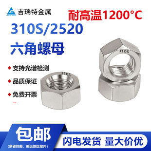 310S不锈钢六角螺母螺帽2520耐高温螺丝帽M4M5M6M8M10M12M16M30