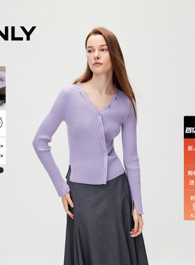 ONLY春季上衣简约百搭V领修身显瘦开衫打底衫针织衫女|12533B007