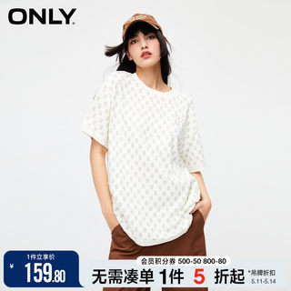 ONLY夏季简约休闲时髦百搭字母刺绣宽松圆领T恤女 |123301030