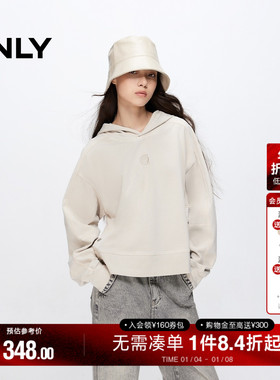 ONLY秋季休闲时尚刺绣LOGO纯棉连帽卫衣女|12439S035