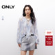 新款 法式 荷叶边轻薄质感面料遮肉显瘦泡泡袖 ONLY2025夏季 雪纺衫 女