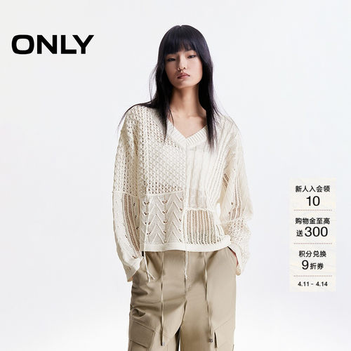 ONLYV领落肩长袖针织衫
