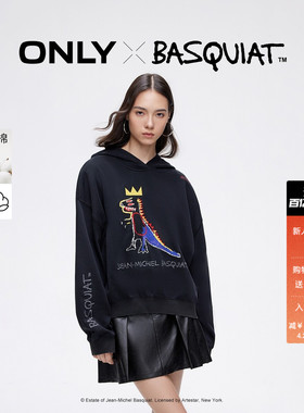 ONLY冬季BASQUIAT联名纯棉宽松连帽卫衣上衣女|12439S039