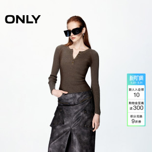 女 针织衫 124324020 百搭做旧晕染复古纯棉长袖 ONLY冬季