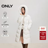 连帽羽绒服女 轻奢气质保暖狐狸毛领收腰长款 鹅绒服 ONLY冬季