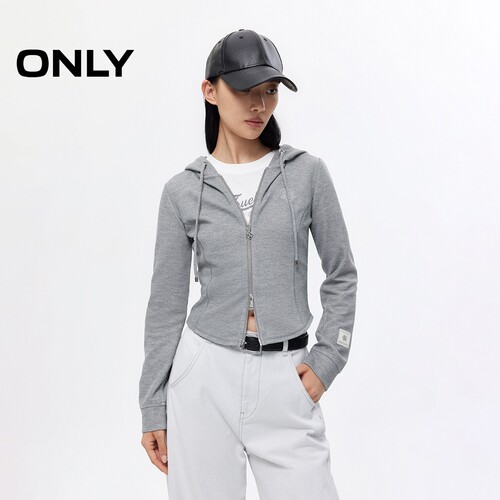 ONLY连帽双向拉链长袖开衫卫衣