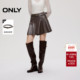减龄显瘦A字版 ONLY2025冬季 新款 型立体挺括PU百褶裙短裙半身裙女