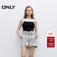 ONLY2025夏季 女 牛仔裤 新款 质感面料可拆卸腰带显瘦高腰A字短裤