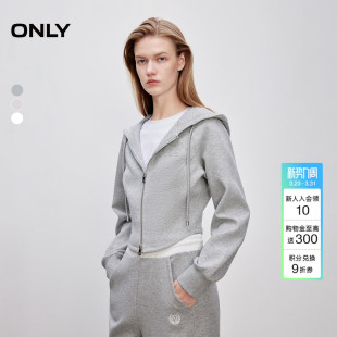 长袖 连帽插肩短款 卫衣上衣女 舒适显瘦结构线剪裁修身 ONLY春季