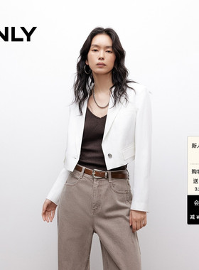 ONLY2026春季新款莱赛尔挺阔面料手工绗缝领口高腰短款西服外套女