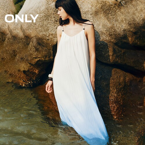 ONLY吊带串珠装饰渐变晕染连衣裙