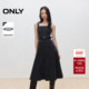 ONLY2026春季 吊带牛仔裙连衣裙女 中长款 新款 潮酷PU拼接肩带修身