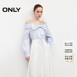 ONLY2026夏季新款优雅大蝴蝶结装饰一字露肩可调节吊带上衣女