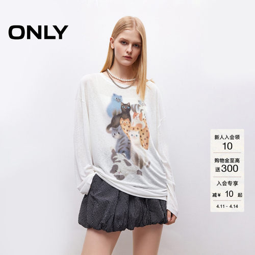 ONLY透气萌宠印花长袖T恤